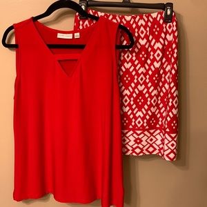 Susan Graver Liquid Knit v-neck tank & pull-on skort. Large. Willing to separate